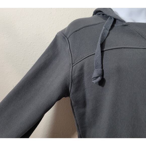 Modern Canvas Dark Gray Cropped Hoodie Sweatshirt Small Long Sleeves Soft Pocket - Picture 6 of 8